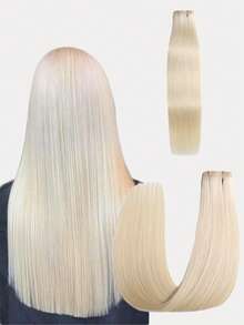 Seamless Clip Ins 9AM 丰盈发束 55克 1片 S60 白金色 100% 高品质毛鳞片顺滑 Remy 真人发接发 无痕 PU 夹式接发 女士接发 - S60 - 查看 3