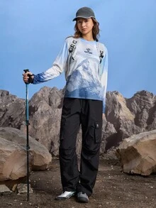 In My Nature 女士山地印花长袖透气户外T恤 - 藍白色 - 查看 3
