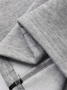 DAZY 两件套少女连帽针织抓绒卫衣裤套装，秋冬季 - 灰色 - 查看 7