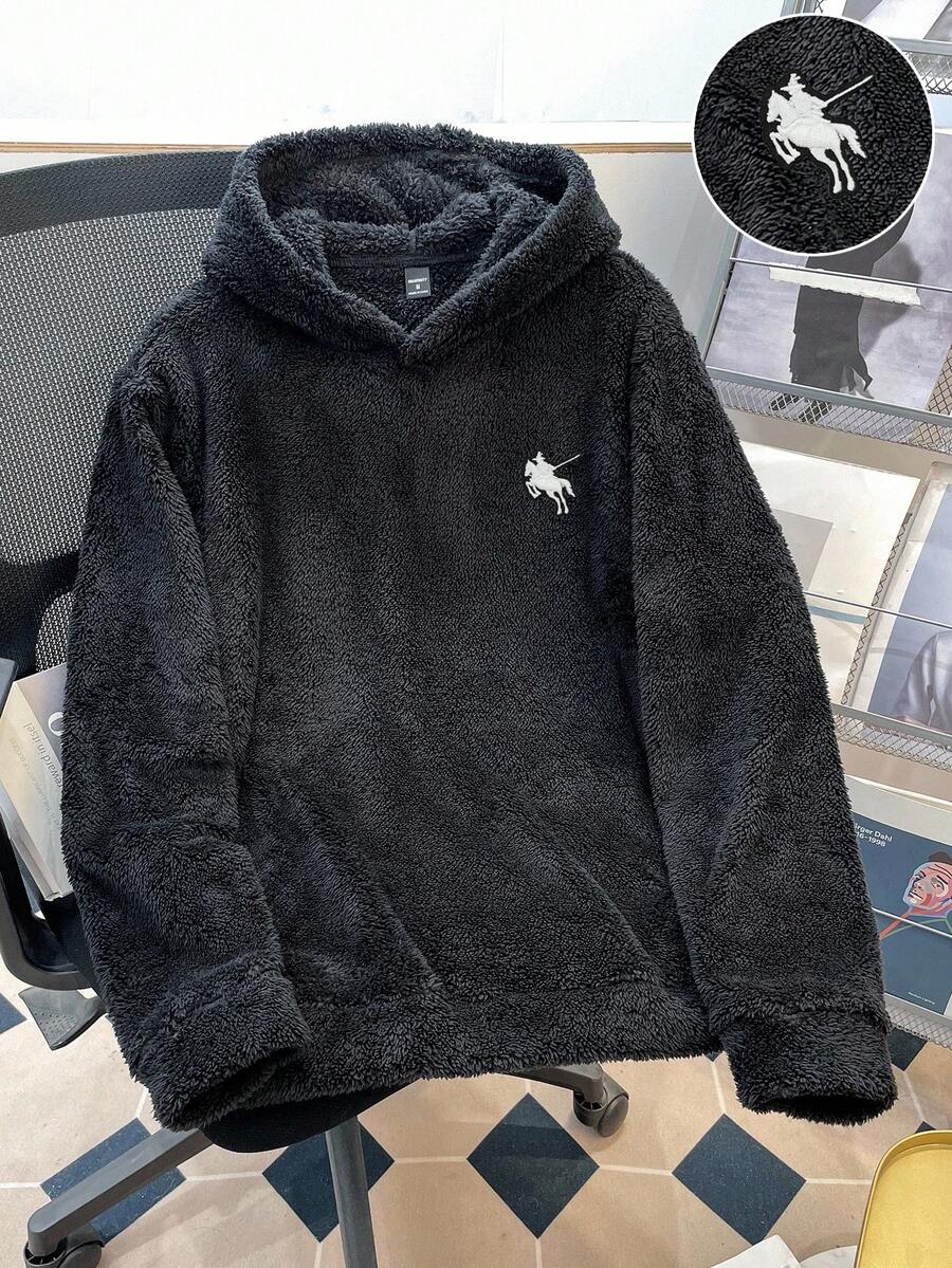 Claim Dot Men's Embroidered Fleece Hoodie, Comfortable & Versatile. Suitable For Autumn/Winter, Home, Outdoor, School, Friend's Gift, Long Sleeve Top