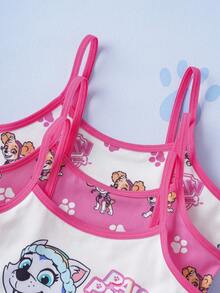 SHEIN | PAW Patrol 年轻女孩可爱卡通狗印花吊带背心和内裤套装 - 粉色 - 查看 14