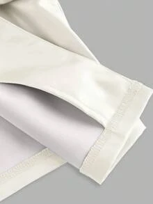 SHEIN Essnce Áo khoác da PU dài tay hở trước thiết kế xếp ly màu trơn thời trang cho nữ, mùa thu - trắng - Xem 5