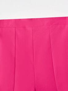 SHEIN Bộ 2 món/Bộ áo vest cổ ve trơn màu đơn sắc và quần dài cho bé gái tuổi mới lớn - Màu Hồng Dưa hấu - Xem 12