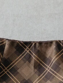 Franclia 女士时尚格子图案拉链迷你裙 - 彩色 - 查看 5