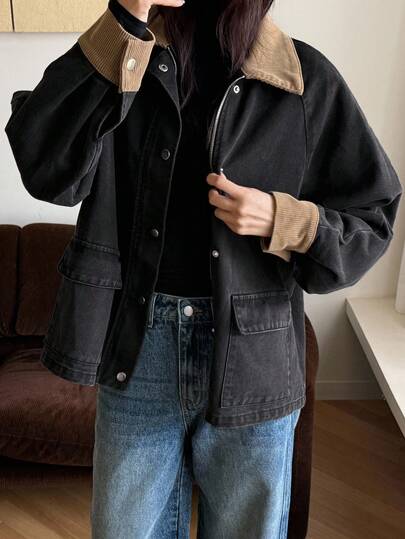 DAZY 女士宽松休闲夹克，常规版型，秋冬