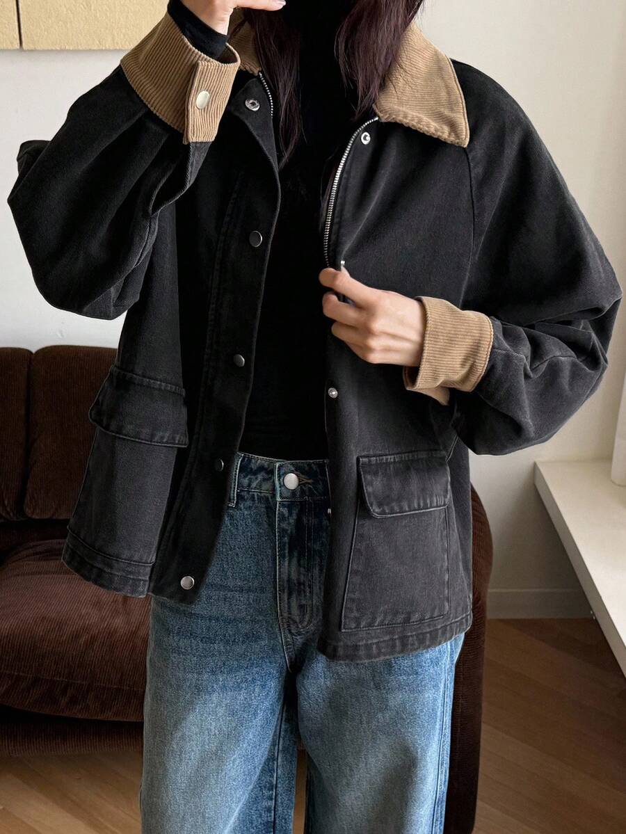 DAZY Women's Loose Casual Jacket, Regular Fit, Autumn/Winter