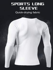 Manfinity Sport Corelite Áo thun thể thao nam tay dài Raglan in chữ thoáng khí, màu trắng - trắng - Xem 2