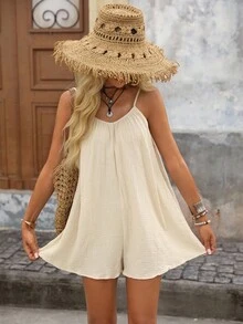 Brillora Mono de mujer de manga corta holgado tejido, conjunto de ropa de verano para mujer