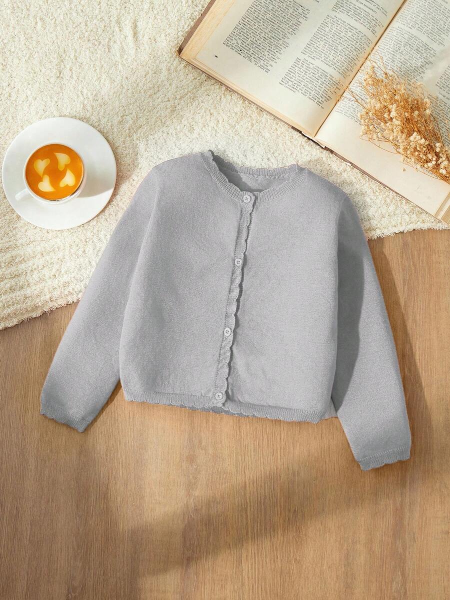 Blossori Chaqueta de punto de cuello redondo ajustada roja para niñas, otoño/invierno