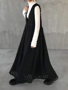 FRIFUL 女式宽松纹理面料吊带连衣裙