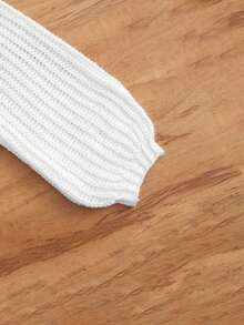 SHEIN Genkimix Kids Girls Turtleneck Lantern Sleeve Jumper - White - View 5