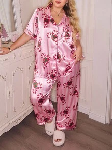 Plus Size Striped Sleepwear Set, Sweet For Christmas - Multicolor - View 3