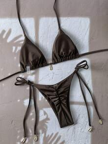 Oceva Springbreak Solid Color Bikini Swimsuit - Coffee Brown - View 2