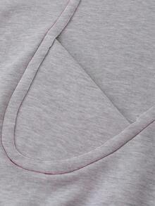 ROMWE MEN Casual Men's Patchwork Contrast Color Sweatshirt, Retro Street Style, Fall, Long Sleeve Top - Grey - View 5