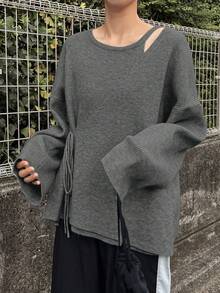 FRIFUL Women's Casual Solid Color Lace-Up Wrap Sweater Fall/Winter