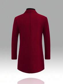Manfinity Mode 男士纯色翻领长袖纽扣前襟时尚大衣，适合日常休闲、周末旅行、户外活动、探险旅行、轻松的工作环境或半正式场合，也是送给男友/丈夫、周年纪念日的理想礼物，适合秋冬季穿着。 - 酒紅色 - 查看 2