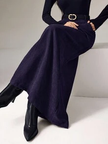 Heiryn Rok Kasual Minimalis Warna Polos untuk Wanita - Purple - View 2