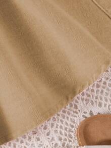 SHEIN Baby Girl Casual Chic Minimalist Street Style Blue Denim Suspender Dress, Summer Fall Winter - Khaki - View 3