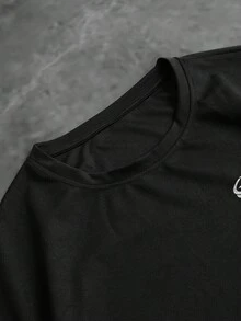 Sport MetroGents Men's Minimalist Printed Round Neck Short Sleeve Sports T-Shirt Gym Blouse Gym Shirts Oversized Gym Tee Workout Shirt Gym Tops Loose - Black - View 4