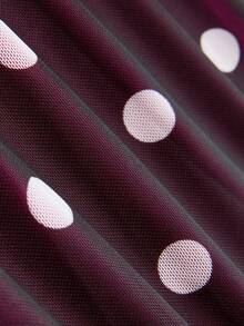 SHEIN Clasi Váy đuôi cá chấm bi đen trắng tay lửng cỡ lớn dành cho nữ - màu đen - Xem 6