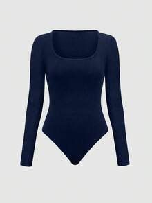 Olithes Set de 2 piezas: Top con bajo asimétrico y pantalones de unicolor - Azul Marino - Ver 6