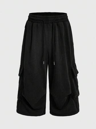 Street Life Short homme de mode de rue couleur unie avec cordon de serrage