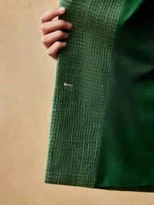 MOTF PREMIUM CHRISTMAS PLUS THICK TWEED STRUCTURED SINGLE BUTTON BLAZER, AUTUMN/WINTER - Green - View 7