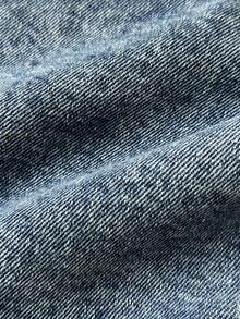 Elamini 破洞落肩袖短款牛仔夾克 - 淺色水洗藍 - 查看 3