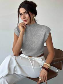 Firerie 优雅高领宽松休闲百搭秋冬无袖针织毛衣背心