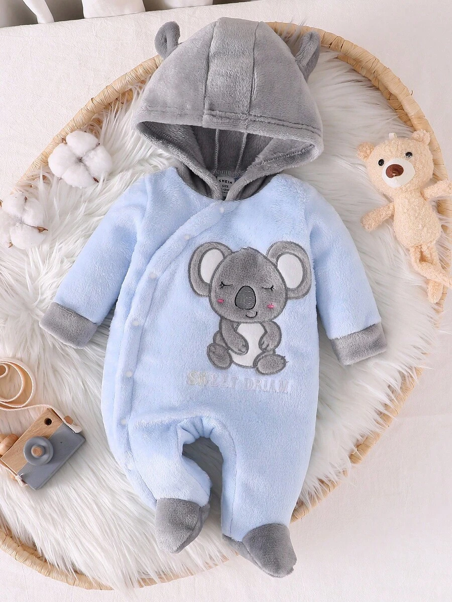 Bộ đồ liền thân dài tay thường ngày in hình gấu dễ thương dành cho bé trai sơ sinh/trẻ mới biết đi - Nhiều màu - Xem 1