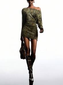 LYSMO 女式性感褶饰露背垂坠领时尚迷你连衣裙 - 彩色 - 查看 6