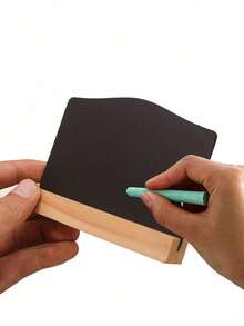 SHEIN 1/5/10pcs-迷你黑板标牌带支架，带支架座位卡，用于桌面装饰的小黑板，婚礼，生日派对，桌号，食品标签，留言板标志和活动装饰，餐厅食品展示，留言板，小型企业，婚礼，宴会，咖啡店，开放式酒吧标志带支架情人节装饰黑板装饰家庭聚会酒店酒吧书写板双面黑板留言板圣诞节 - 黑色 - 查看 4