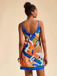 Travachic Vacation Woven Retro Print Camisole Bodycon Mini Dress For Women,Summer Beach Outfits,Christmas Party Clothes, New Year Look, Thanksgiving Outfits