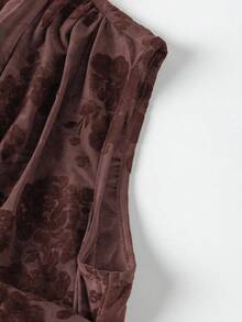 EMERY ROSE 休闲百搭褶皱修身无袖女式上衣 - 紫紅色 - 查看 4