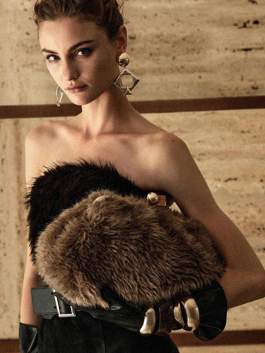 MOTF PREMIUM 格纹锁扣手包 - 駝色 - 查看 1