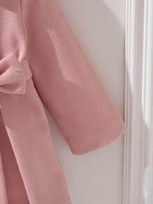 SHEIN 6个月-3岁 2件套 女婴外套 休闲风格秋季服装 女童保暖外套和腰带 - 粉色 - 查看 4