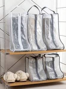 SHEIN Boots Storage Bag, Long Boots And Short Boots Storage Shoe Bag, New Fashion Transparent Shoe Boot Dust Cover, Boot Bags For Women's Tall And Ankle Boots,Travel Home Non-Woven Boot Bag, Zippered Boot Covers With Carry Handles, Thickened Waterproof Portable Handheld Boot Storage Bag, Protective, Breathable, And Space-Saving - Ideal For Travel, Closet Organization, And Shoe Protection, Suitable For Flat Shoes, Ankle Boots And High Boots - Clear - View 8
