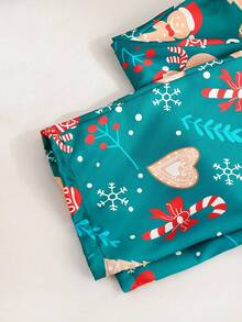 Tween Girls Christmas Pajamas Set - Ins European & American Style Flame Retardant Green Snowman & Christmas Tree Print Long Sleeve Top And Pants, Holiday Party Gift, Christmas Photo Ready!