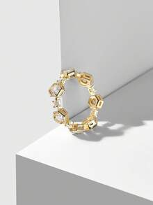 MOTF PREMIUM 18K镀金钻石菱形单戒 - 白色 - 查看 4