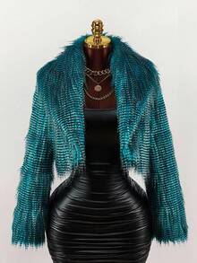 Amplova 女士时尚人造毛皮长袖夹克 - 彩色 - 查看 3