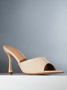 SHUZIA 女士尖头经典高跟穆勒凉鞋 - 米色 - 查看 6