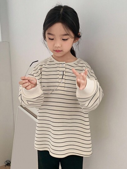 DAZY 女童休闲圆领条纹韩版长袖卫衣