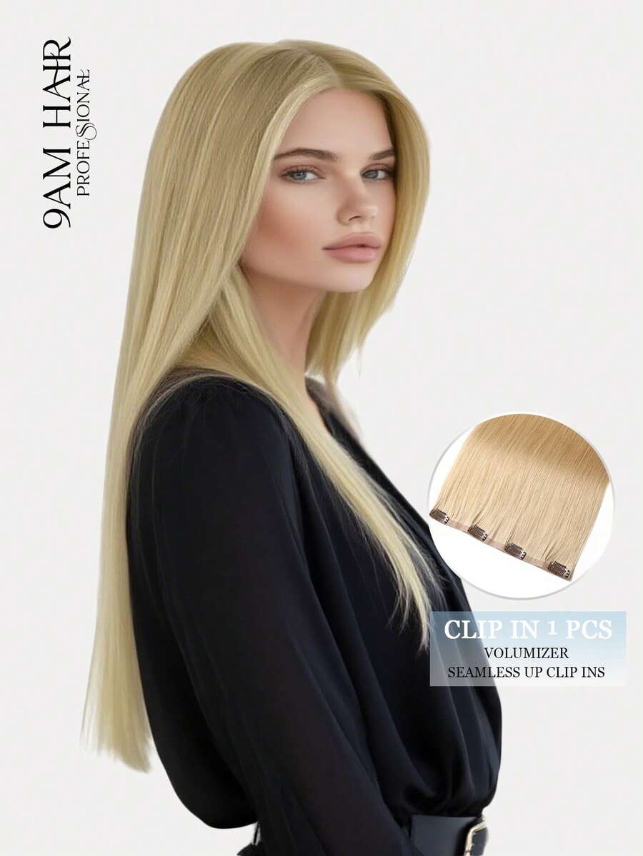 Seamless Clip Ins 9AM 丰盈发胶 55 克 1 件 S16 浅金色 100% 高质量 角质层对齐 雷米真人发片 无缝 PU 夹式接发 女士 - S16 - 查看 1