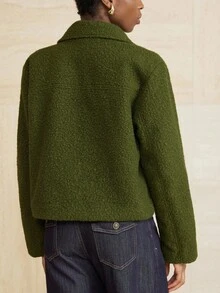 Aveloria Modichic Áo khoác động cổ lật hai túi dành cho nữ, tối giản và đa năng - màu xanh lá - Xem 6