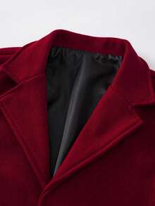 Manfinity Mode 男士纯色翻领长袖纽扣前襟时尚大衣，适合日常休闲、周末旅行、户外活动、探险旅行、轻松的工作环境或半正式场合，也是送给男友/丈夫、周年纪念日的理想礼物，适合秋冬季穿着。 - 酒紅色 - 查看 5