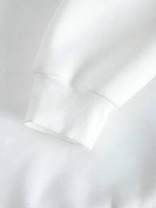 SHEIN Sparklyn 少女休闲芙蓉花字母印花连帽卫衣，时尚套头衫，适合返校、秋冬季穿着 - 白色 - 查看 5