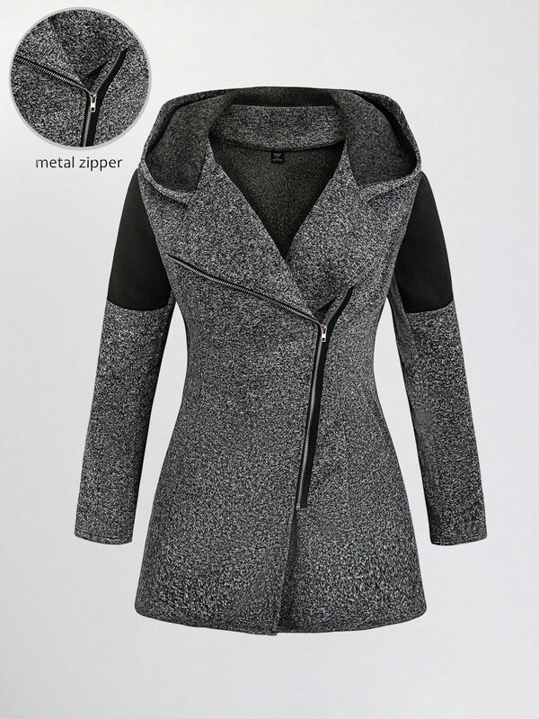 EMERY ROSE Giacca casual con cappuccio e chiusura lampo con design a blocchi di colore per donna