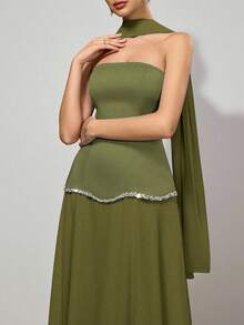 Coutiva 女士时尚露肩紧身优雅鸡尾酒会礼服 - 綠色 - 查看 4