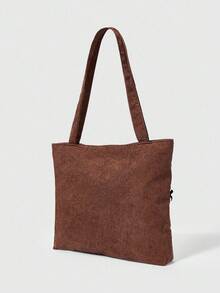 ROMWE Kawaii Corduroy Bow Kitten Shoulder Bag - Brown - View 5