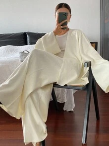 Livesso 2pcs Women Casual Loose Knit Sweater Set, White, Autumn - White - View 6